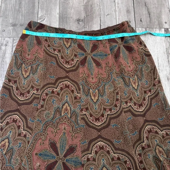 Lauren by Ralph Lauren Silk Paisley Skirt 12 Hippie Boho Chic - Picture 4 of 8
